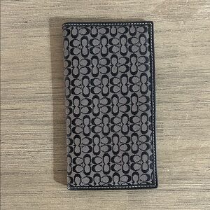 COACH Signature Logo Black Checkbook Cover